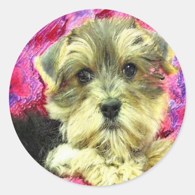 morkie classic round sticker (Front)