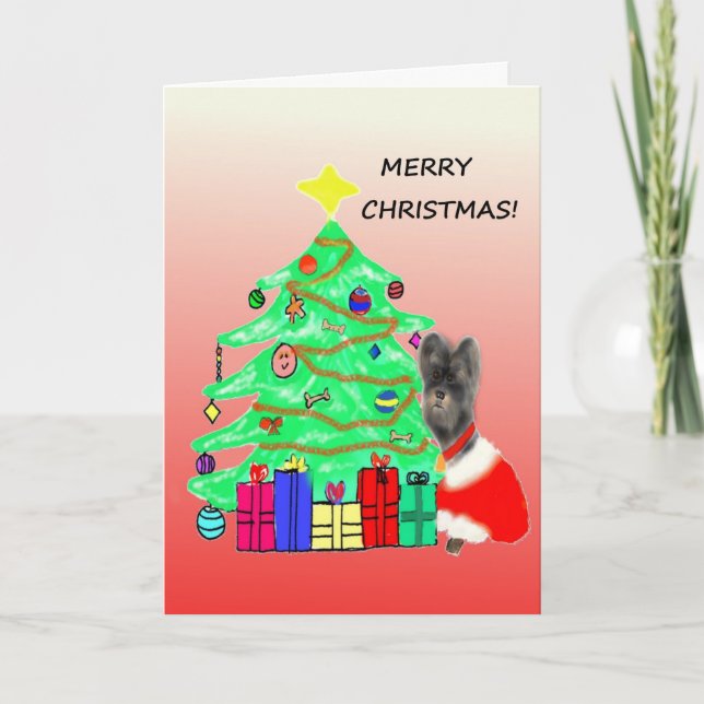 Morkie Dog Christmas Card (Front)