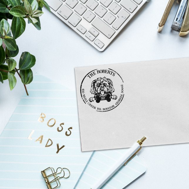 Morkie Dog Family Return Address  Rubber Stamp (Creator Uploaded)