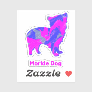 Morkie Dog Hot Pink & Blue Custom Cut Sticker