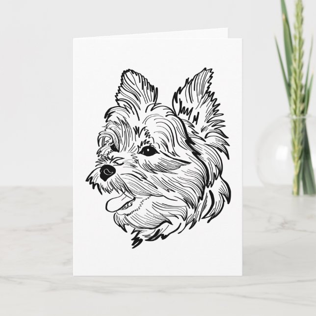 Morkie Dog Line Art Card (Front)