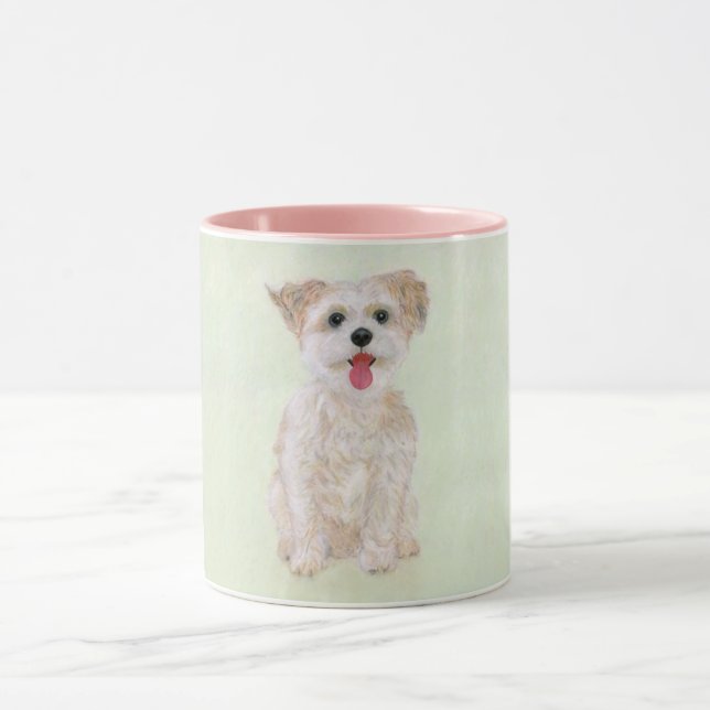 Morkie Dog Pink Combo Mug (Center)