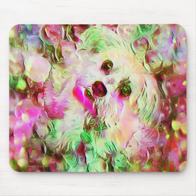 Morkie Dog Puppy Bubbles Cute Fantasy Mouse Pad (Front)