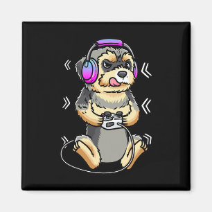 Morkie Dog Video Game Gaming Console Gamer Magnet