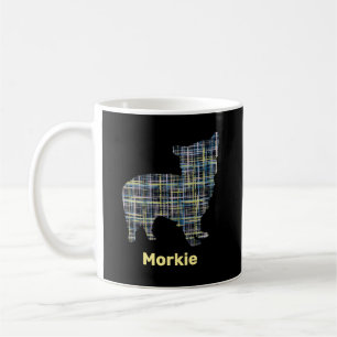 Morkie Dog Yellow & Blue Grid Coffee Mug