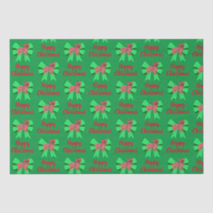Morkie Green Christmas Silhouette Dog & Green Bow Tissue Paper