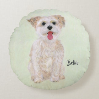 Morkie Not Yorkie Round Pillow With Text