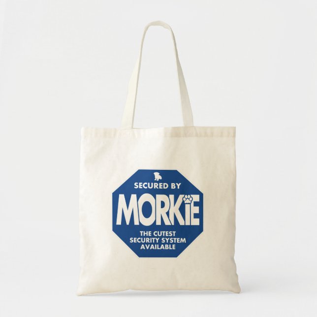Morkie-Security-Blue Tote Bag (Front)