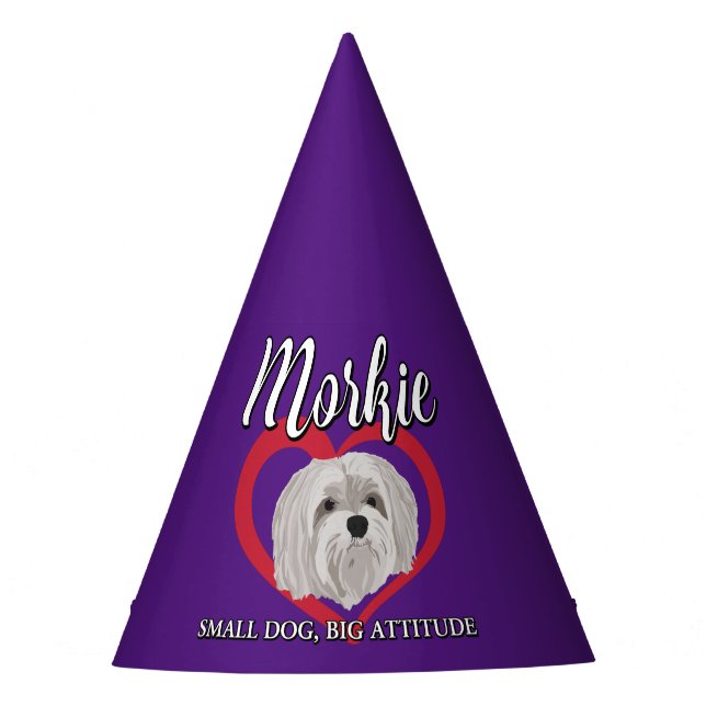 Morkie - Small Dog, Big Attitude - 3 Party Hat (Front)
