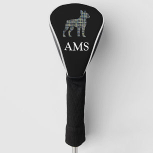 Morkie Terrier Dog Cute Silhouette Y&B Grid Golf Head Cover