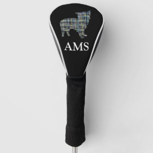 Morkie Terrier Dog Cute Silhouette Y&B Grid Golf Head Cover