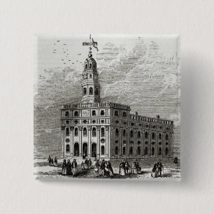 Mormon Temple at Salt Lake, 1854 15 Cm Square Badge
