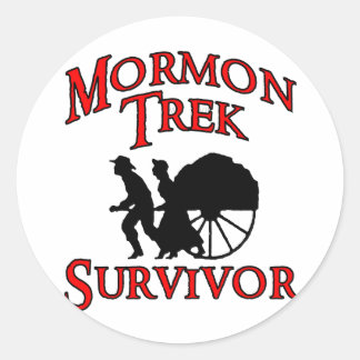 mormon trek survivor classic round sticker