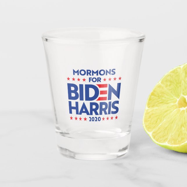 MORMONS FOR BIDEN HARRIS SHOT GLASS (Front)