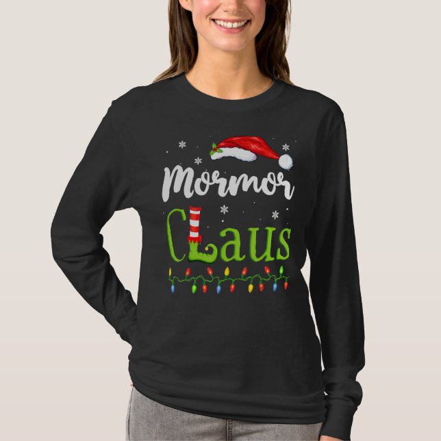 Mormor Claus Funny Grandma Santa Pyjamas Christmas T-Shirt (Front)