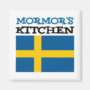 Mormor's Kitchen Featuring The Flag Of Sweden Magnet