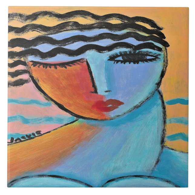 Morning Abstract Portrait of a Woman Tile (Front)