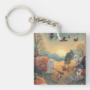 Morning After Halloween - A Ghostly Clean-Up Tale Key Ring
