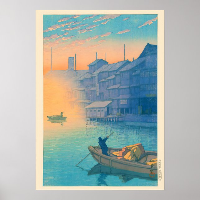 Morning at Dotonbori in Osaka By Kawase Hasui Poster (Front)