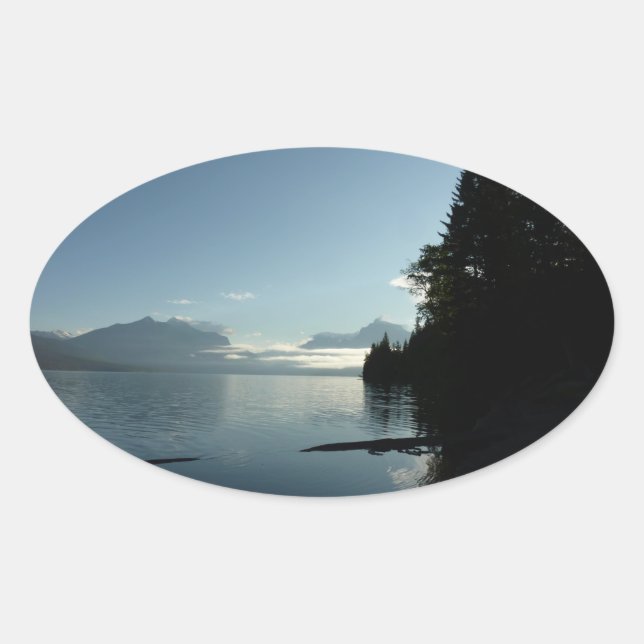 Morning at Lake McDonald in Glacier National Park Oval Sticker (Front)