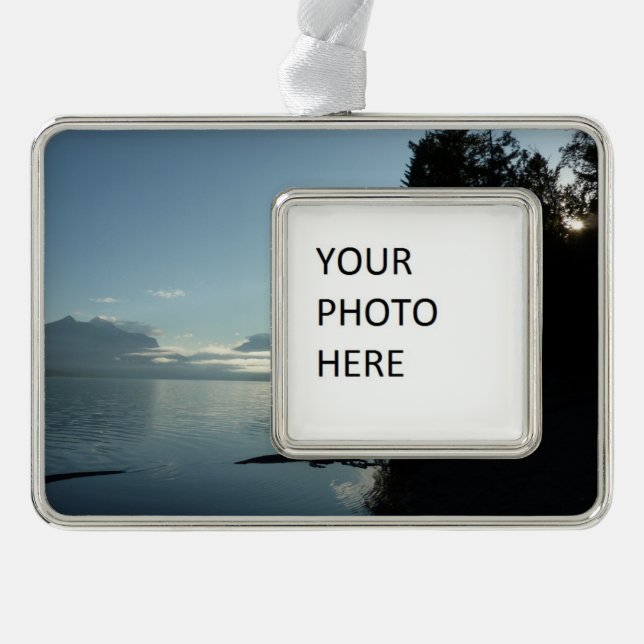 Morning at Lake McDonald in Glacier National Park Silver Plated Framed Ornament (Front)