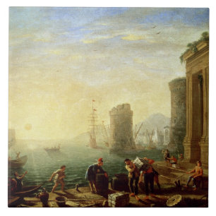 Morning at the Port, 1640 (oil on canvas) Tile