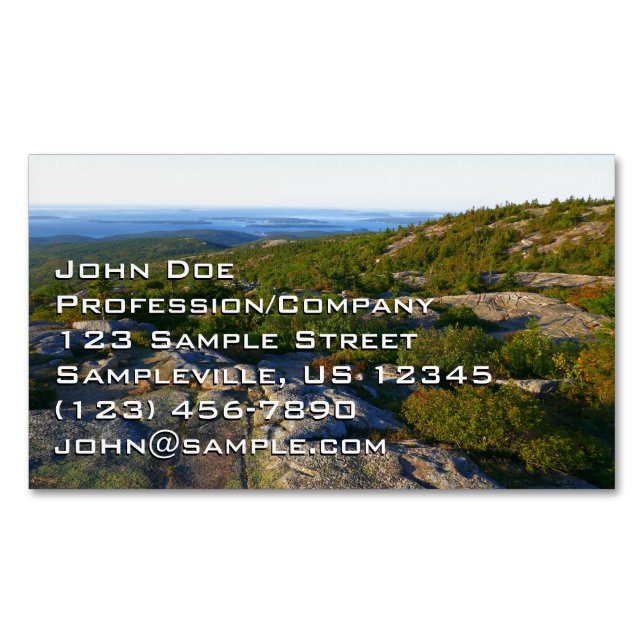 Morning atop Cadillac Mountain at Acadia Magnetic Business Card (Front)