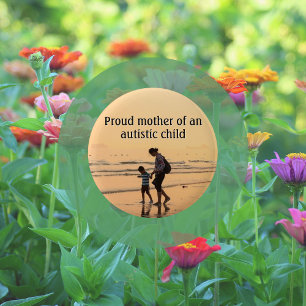 Morning Beach Mother and Child Autism Awareness 6 Cm Round Badge