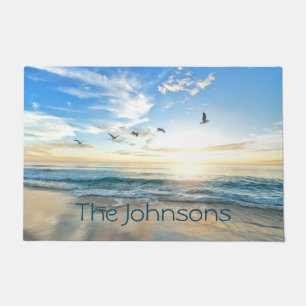 Morning Beach Seagulls Doormat