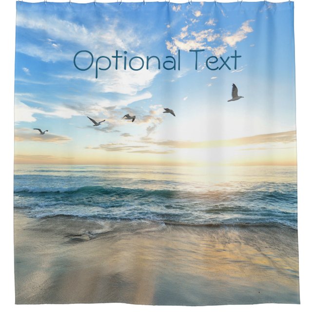 Morning Beach Seagulls Shower Curtain (Front)