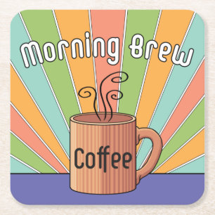 Morning Brew Coffee Square Paper Coaster