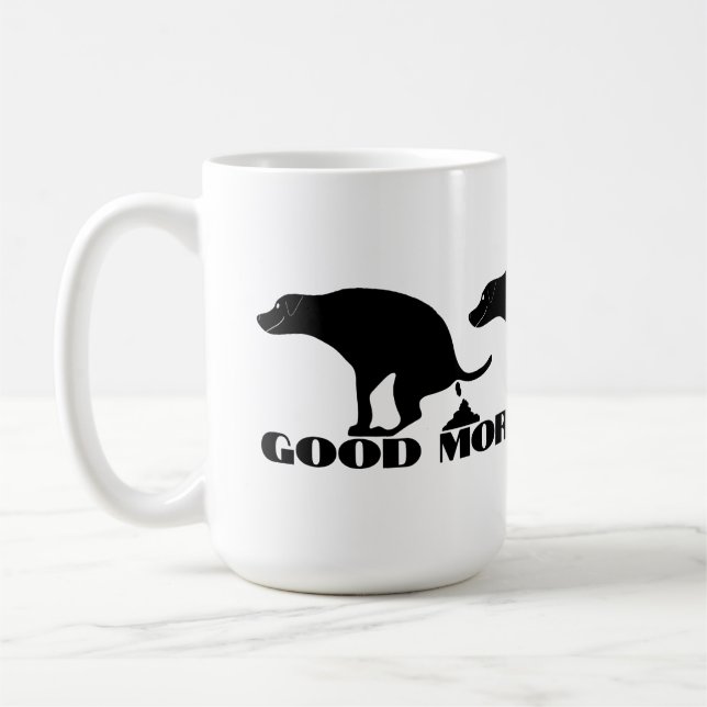 Morning Brew Sunshine & Pooping Dogs Coffee Mug (Left)