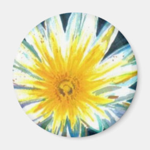 Morning Bright White Yellow Flower on Midnight Magnet