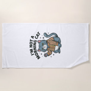 Morning Cat Vintage Engraving Funny Cat T-Shirt De Beach Towel