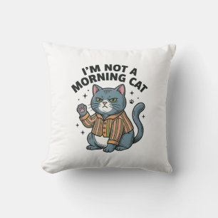 Morning Cat Vintage Engraving Funny Cat T-Shirt De Cushion