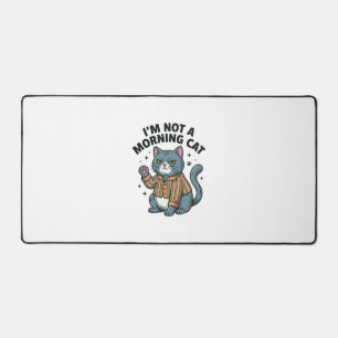 Morning Cat Vintage Engraving Funny Cat T-Shirt De Desk Mat