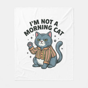 Morning Cat Vintage Engraving Funny Cat T-Shirt De Fleece Blanket