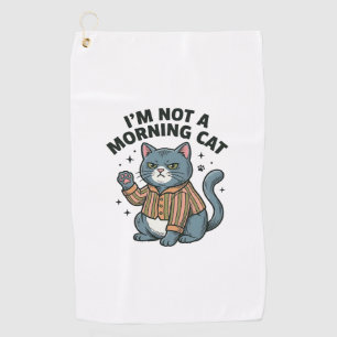 Morning Cat Vintage Engraving Funny Cat T-Shirt De Golf Towel