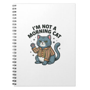 Morning Cat Vintage Engraving Funny Cat T-Shirt De Notebook