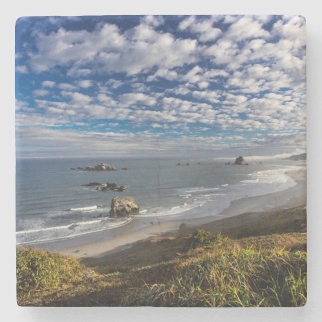 Morning clouds and fog at the beach stone coaster (Front)