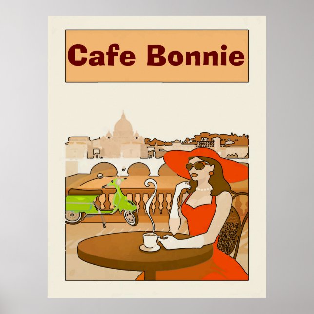 Morning Coffee Cafe Vintage Lady Posters (Front)