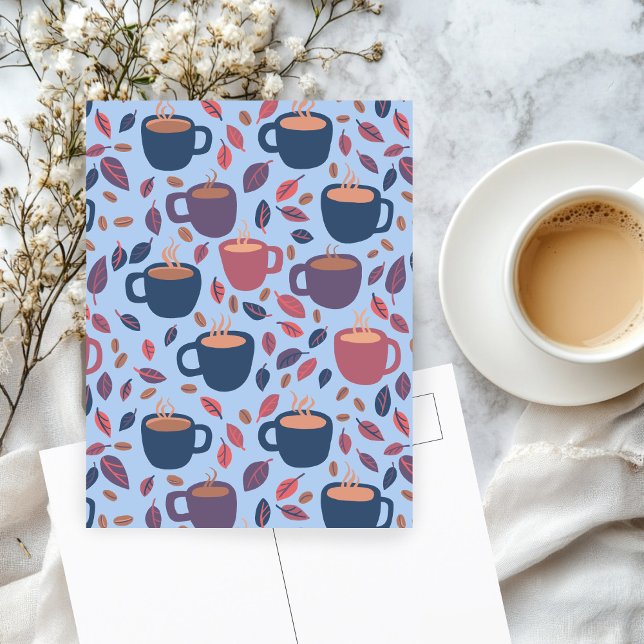 Morning Coffee Cute Pastel Colourful Custom  Postcard (Morning Coffee Cute Pastel Colorful Hand-drawn Pattern Custom Postcard
)