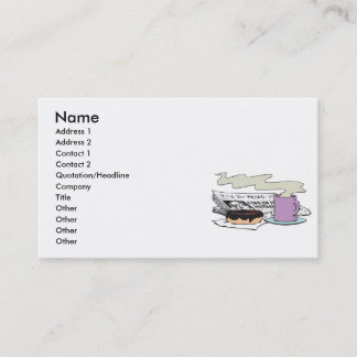 morning coffee doughnut and newspaper paper design business card