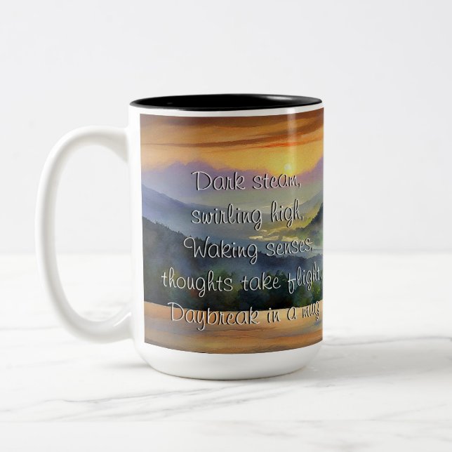 Morning Coffee Haiku  Two-Tone Coffee Mug (Left)