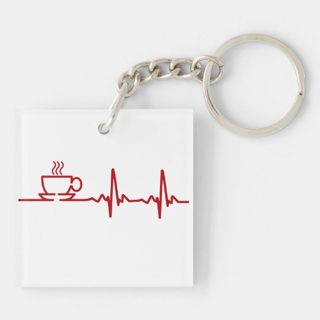 Morning Coffee Heartbeat EKG Key Ring (Back)