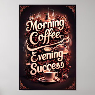 Morning Coffee Motivational Quotes of Success Poster
