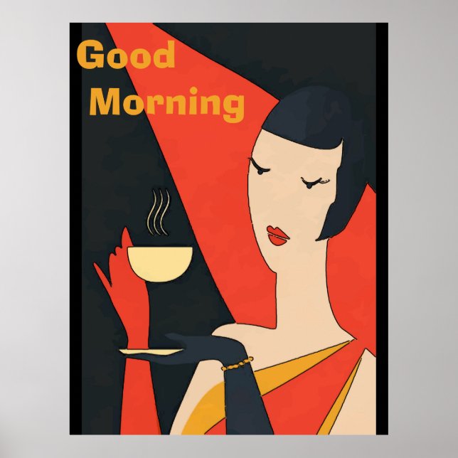 Morning Coffee Vintage Lady Posters (Front)