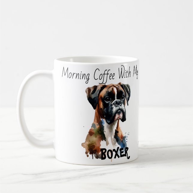 Morning Coffee With My Boxer Cute Mug (Left)