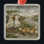 Morning Commute Whimsical Farmhouse Duck Rainy Day Metal Tree Decoration<br><div class="desc">🐾Morning Commute - Ducks Walking by a Stream Start your day with a smile with the Morning Commute ornament. This whimsical piece features my original oil painting of a mama duck leading her ducklings along a peaceful stream, using large green leaves as tiny umbrellas. It captures that quiet, busy energy...</div>