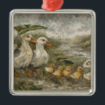 Morning Commute Whimsical Farmhouse Duck Rainy Day Metal Tree Decoration<br><div class="desc">🐾Morning Commute - Ducks Walking by a Stream Start your day with a smile with the Morning Commute ornament. This whimsical piece features my original oil painting of a mama duck leading her ducklings along a peaceful stream, using large green leaves as tiny umbrellas. It captures that quiet, busy energy...</div>